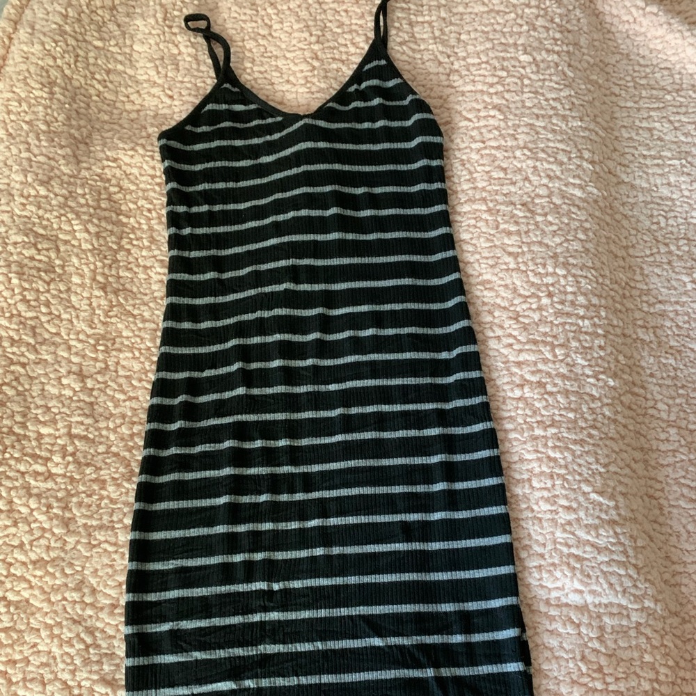 Black and grey stripped mini dress